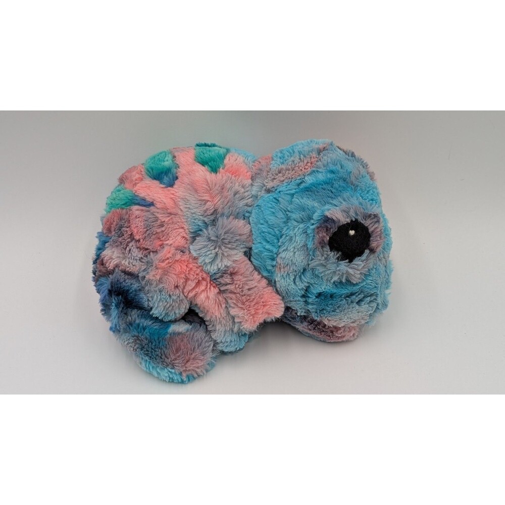 Tie-dye Chameleon Plush Stuffed Animal Blue Pink Teal Curled Tail Lizard 8"